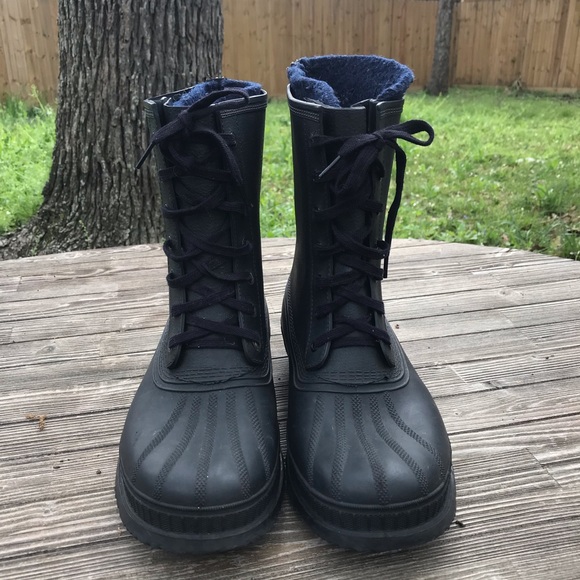 Men’s Black Sorel Rubber Boots With Wool Lining 10